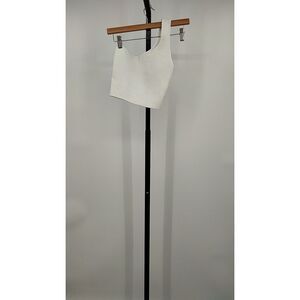 Quince White Knit Square-Neck Crop Tank